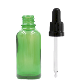 110x 30ml Green Glass Dropper Bottle with Black T/E Pipette