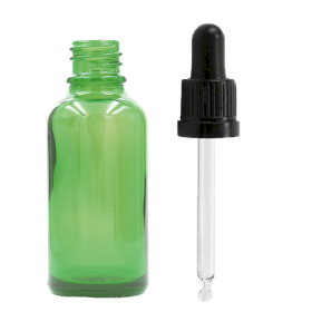 88x 50ml Green Glass Dropper Bottle with Black T/E Pipette