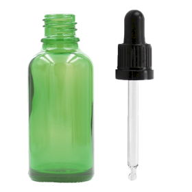 70x 100ml Green Glass Dropper Bottle with Black T/E Pipette