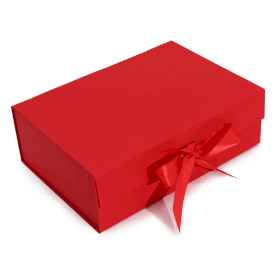 3x Flat Pack Gift Box - Large (28.2x20.2x9.2cm) - Red