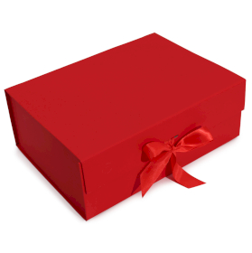 3x Flat Pack Gift Box - Extra Large (33x25x12cm) - Red