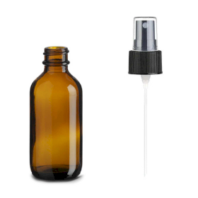 80x 60ml Amber Glass Boston Bottle with Spray Black Plastic Cap