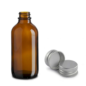 48x 230ml Amber Glass Boston Bottle with Aluminium Cap