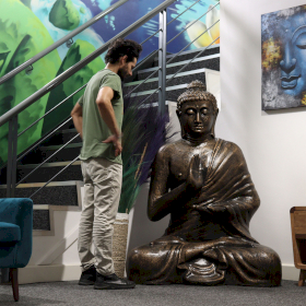 Large Antique Gold Buddha Meditation in Stupa - 1.5m