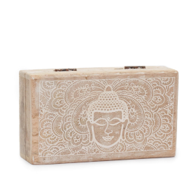 Med Rectangle Box 17x10x4.2cm - Buddha Face Whitewash