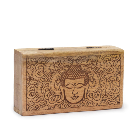 Med Rectangle Box 17x10x4.2cm - Buddha Face Black Engraved