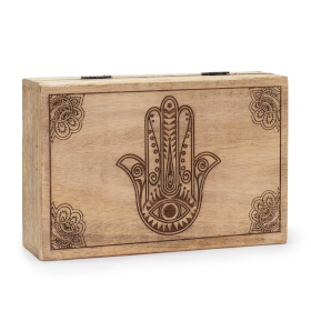 Big Rectangle Box 21.5x14x6.3cm - Hamsa Black Engraved