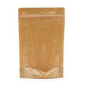 50x Kraft Full Window Bags - 16x24cm