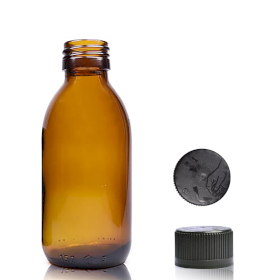 70x 150ml Amber Glass Medicine Bottle with Child Resistant Cap