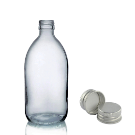 48x 250ml Smoked Grey Glass Medicine Bottle with Aluminium Cap