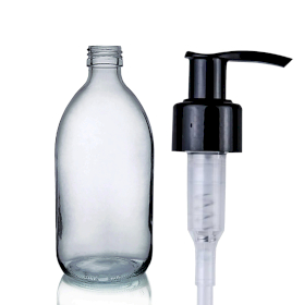 48x 250ml Smoked Grey Glass Medicine Bottle with Lotion Pump