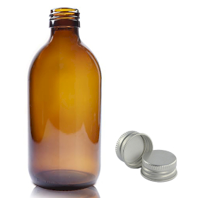 40x 300ml Amber Glass Medicine Bottle with Aluminium Cap