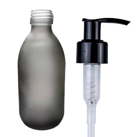 36x 300ml Grey Frosted Glass Medicine Bottle with Lotion Pump