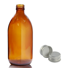 30x 500ml Amber Glass Medicine Bottle with Aluminium Cap