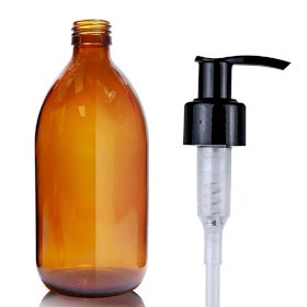 30x 500ml Amber Glass Medicine Bottle with Lotion Pump