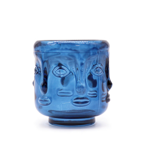 3x Buddha Faces Candle Jar - Royal Blue