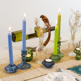 Solid Colour Dinner Candles & Glass Candle Holders - Starter Set