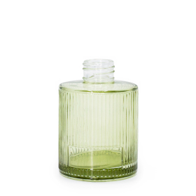 6x 150ml Ribbed Round Reed Diffuser Bottle (28mm Neck) - Smoky Green