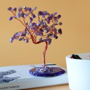 Lrg Gemstone Tree - Amethyst on Natural Agate Base